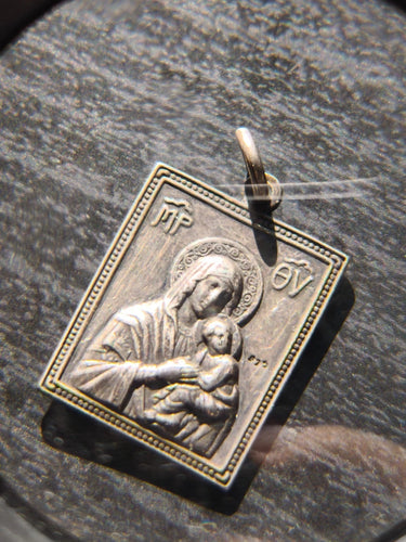 Vintage 925 Sterling Silver Virgin Mary & St Christopher Icon Pendant Plaque 7g