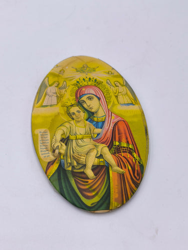 Vintage Virgin Mary and Child Jesus Greek Orthodox Oval Icon Plaque, Religious Wall Hanging Art, Christian Gift