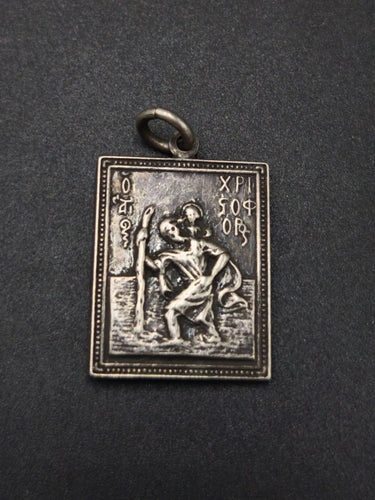 Vintage 925 Sterling Silver Virgin Mary & St Christopher Icon Pendant Plaque 7g