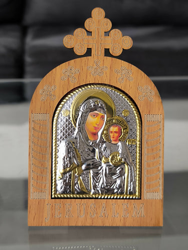 Jerusalem Icon Virgin Mary Holy Land Blessed Standing Christianity Hand made