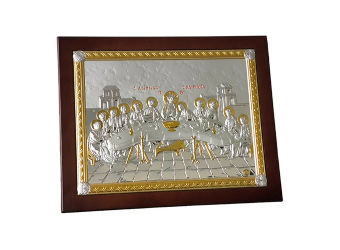 The Last Supper 13.77 "Icon 950 Silver Holy Handicraft Christian Gold byzantine