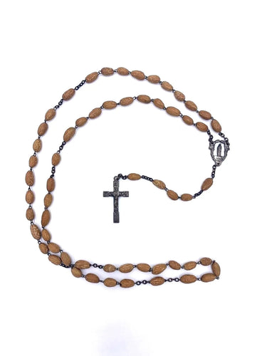 Antique Rosary Relic Madonna Earth Of Roma Bones Olive National Beads ⭐
