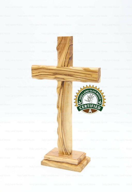 11" Olive Wood Cross Hand made Crucifix Standing Holy Land Jerusalem Bethlehem