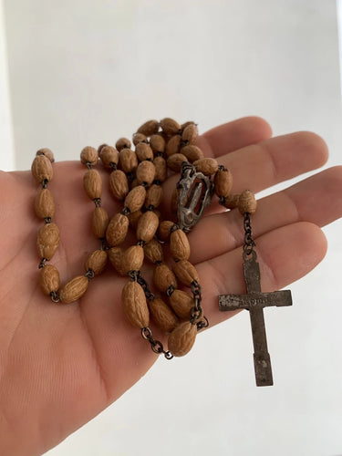 Antique Rosary Relic Madonna Earth Of Roma Bones Olive National Beads ⭐