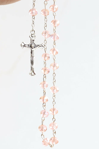 Rosary Pink Necklace with cross