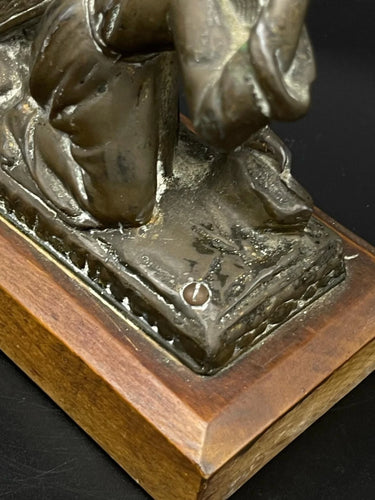 Vintage Bronze Tone Jesus Carrying Cross Figurine Sculpture Made in Belgium 6.7" 38oz