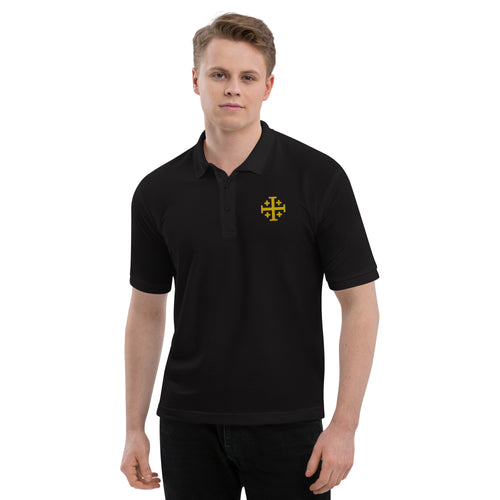 Embroidered Jerusalem Cross Premium Polo Shirt