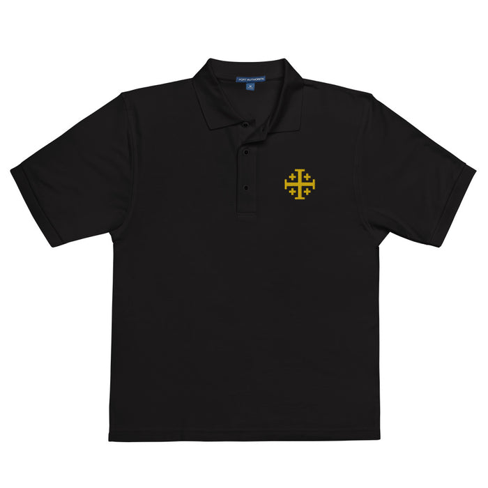 Embroidered Jerusalem Cross Premium Polo Shirt