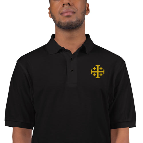 Embroidered Jerusalem Cross Premium Polo Shirt