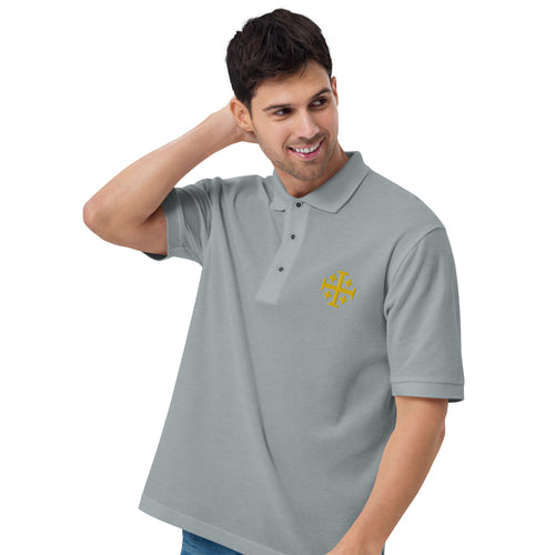 Embroidered Jerusalem Cross Premium Polo Shirt