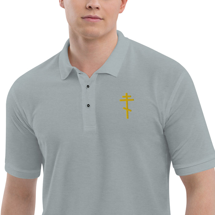 Gold Russian Cross Embroidered Premium Polo Shirt