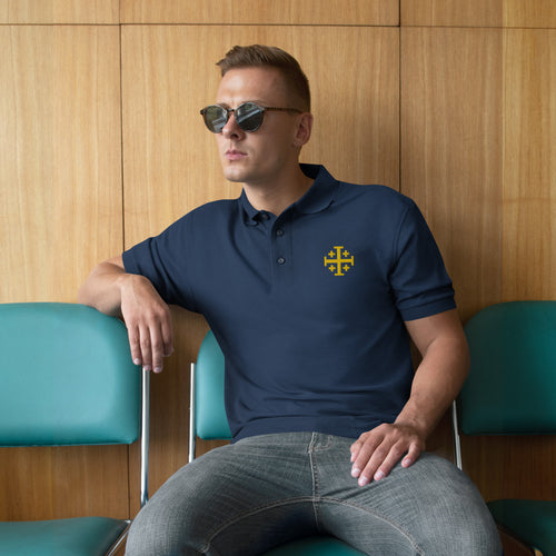 Embroidered Jerusalem Cross Premium Polo Shirt