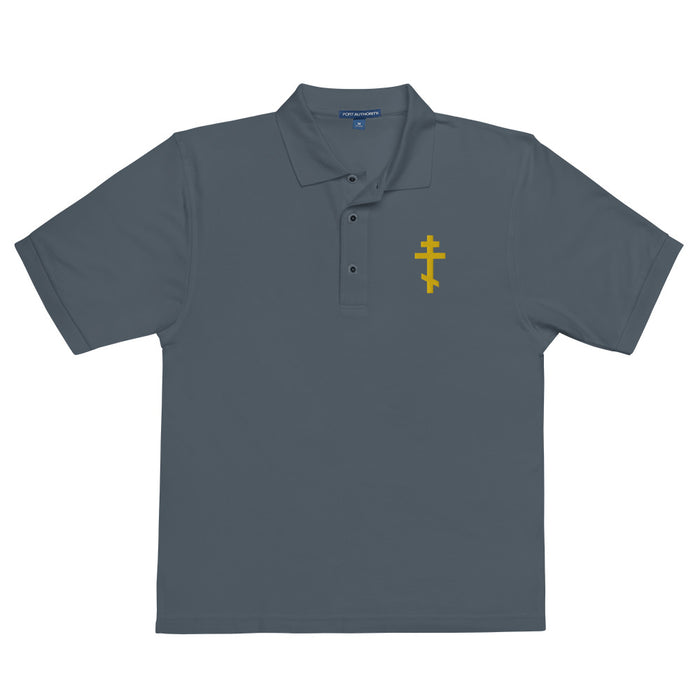 Long Gold Chain and Cross' Men's Pique Polo Shirt