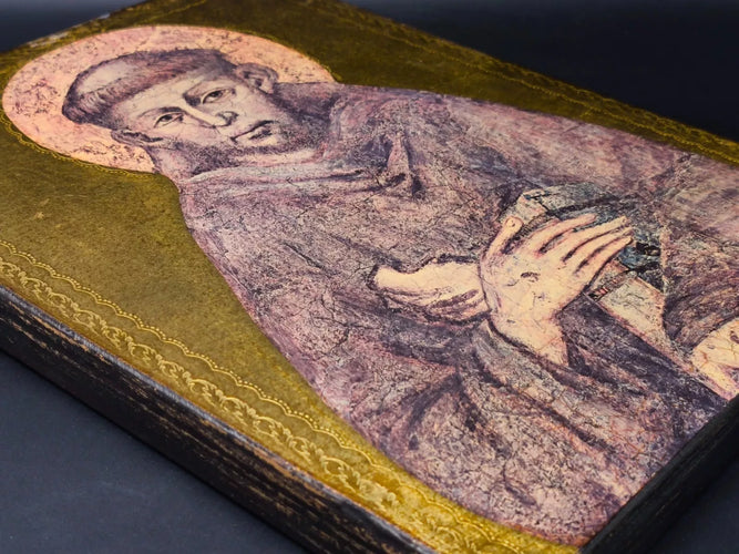 Vintage St Francis of Assisi Wood Icon Plaque Belgium Maison Spranghers 14"