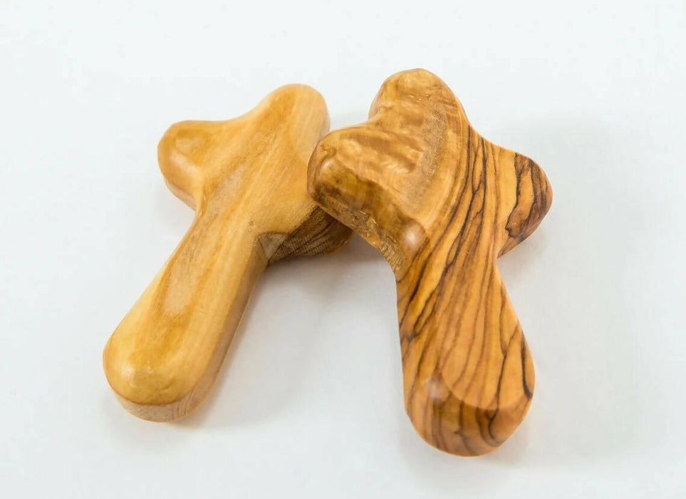 20 SMALL Olive Wood Holy Land Pocket Crosses Community Crosses Blessing in Holy Land