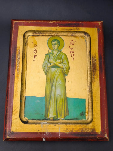 Vintage Byzantine Icon Authentic– Saint John The Russian – Greek Wood & Gold