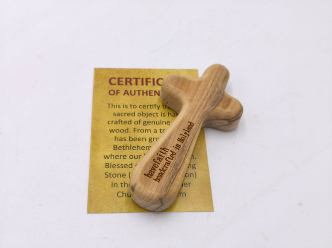 Cross Handcrafted in Holyland have faith Olive Wood with Certificate Jerusalem