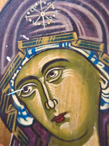 RARE Greek Orthodox Icon Virgin Mary Theotokos HAND SIGNED K. GEORGAKOPOULOS