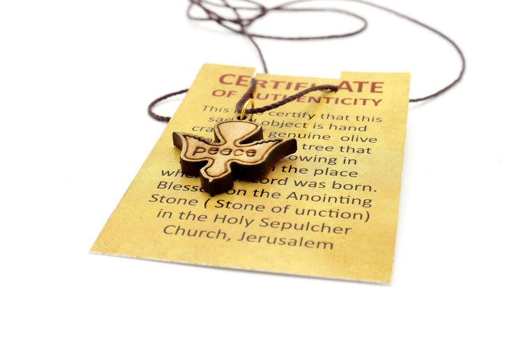 2 pc Peace holy spirit Necklace Charms Olive Wood Pendants Jerusalem