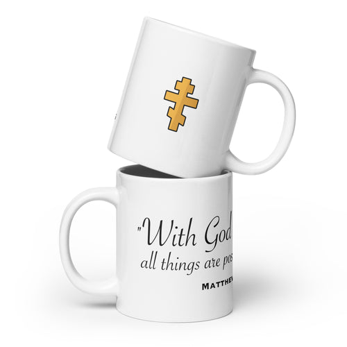 Matthew 19:26 White Glossy Mug