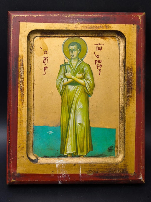 Vintage Byzantine Icon Authentic– Saint John The Russian – Greek Wood & Gold