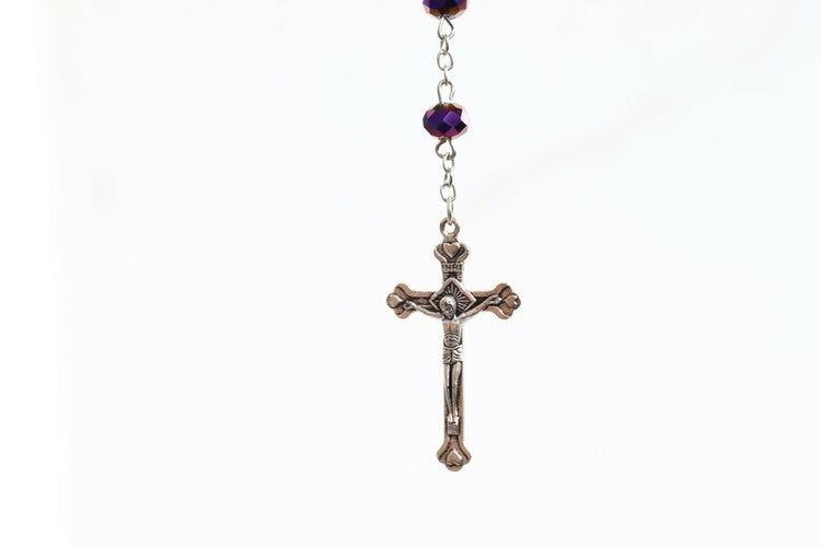 Purple Necklace Jerusalem Catholic Beads with cross