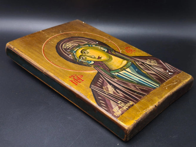 RARE Greek Orthodox Icon Virgin Mary Theotokos HAND SIGNED K. GEORGAKOPOULOS