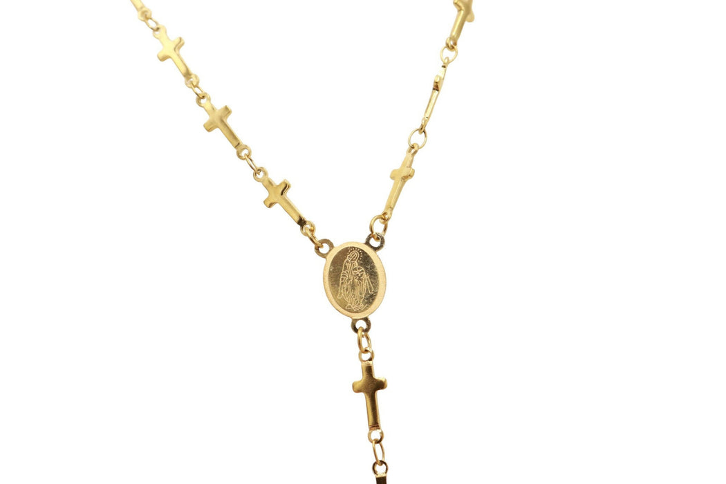 Crosses Necklace Rosary Gold Plated Stainless steel Gift Holy Land Jewelry
