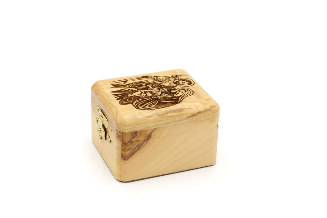 Holy Family Box Carved Gift Olive wood holy land Hand Made Jerusalem Souvenir