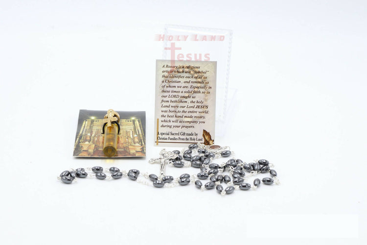 Rosary With Holy Olive Oil sepulcher Church Jerusalem Holy Land Set Souvenir