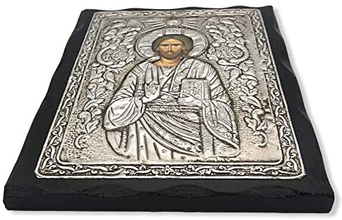 Handmade Orthodox Wood-Metallic Icon of Jesus Christ (24 x 19 cm or 9.4 x 7.5 in)