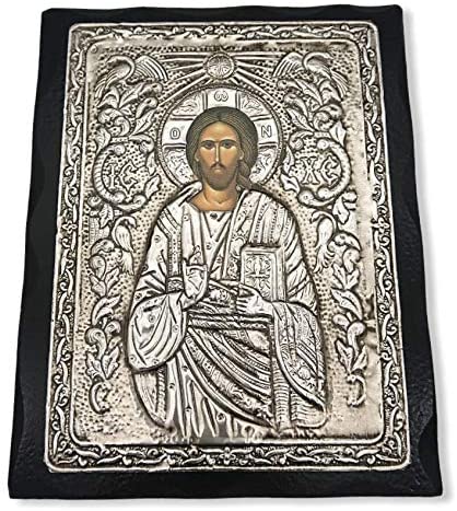Handmade Orthodox Wood-Metallic Icon of Jesus Christ (24 x 19 cm or 9.4 x 7.5 in)