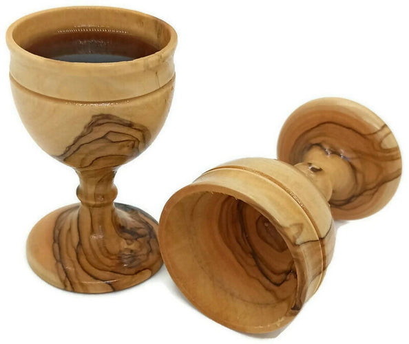 3PCS Authentic Communion Cup Wine Hand Made olive wood Jerusalem Church Bethlehem