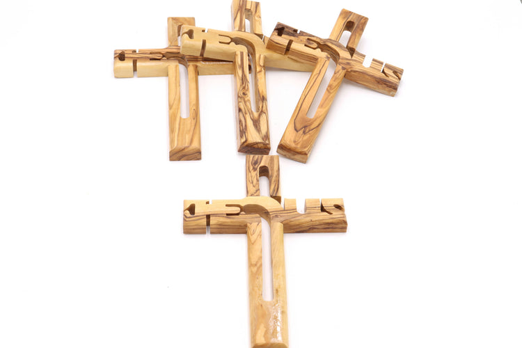 4 Pcs Olive Wood Cross7.87 inch Hand Made Jerusalem HolyLand Crucifix Jesus Wall