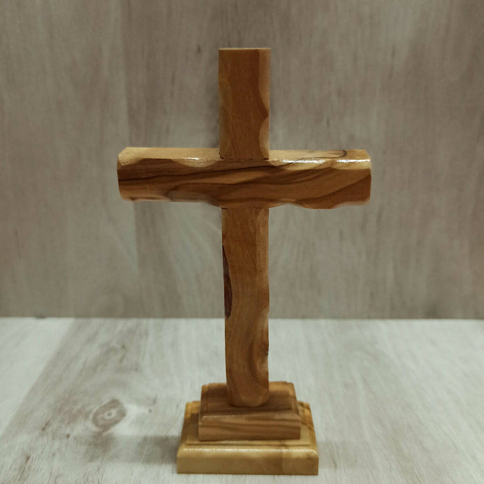 Olive Wood Cross Jerusalem Handmade Stand Crucifix Holy Land Gift Bethlehem Pray