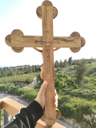 Olive Wood Cross Holy Land Jerusalem 21" Large Bethlehem Made Crucifix Wall Hand Hanging