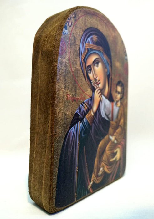 Handmade Wooden Orthodox Icon of Virgin Mary