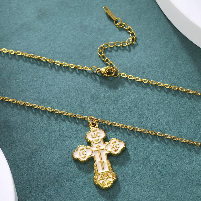 Large Men's Solid Stainless Steel 3 Layered Cross Pendant Necklace  Silver/Gold | eBay