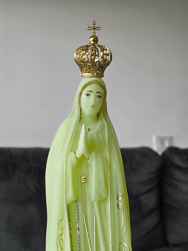 Our Lady of Fatima 13.77" Statue Figurine Mary Virgin phosphorescent made in Fatima, Portugal hand-painted hand-decorated by local artisans