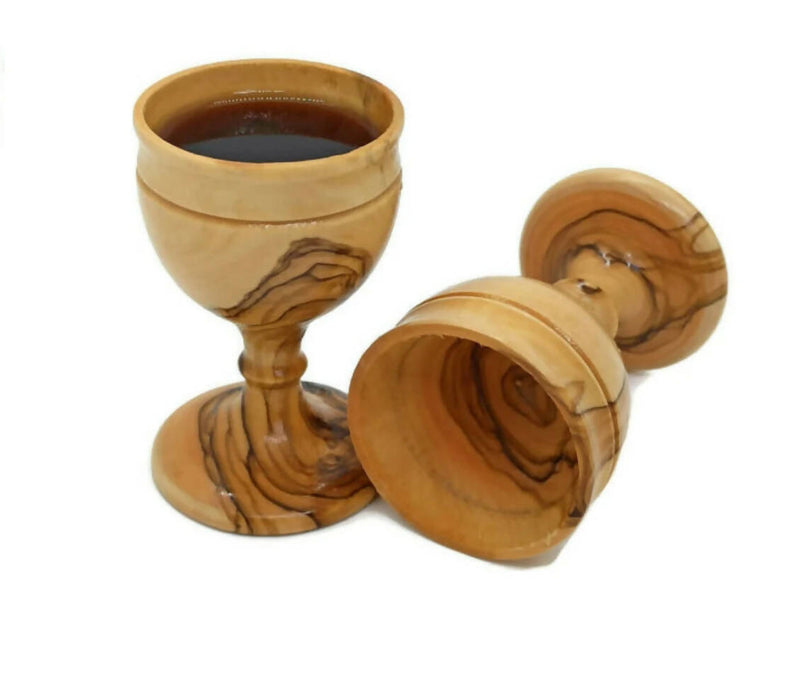 3PCS Authentic Communion Cup Wine Hand Made olive wood Jerusalem Church Bethlehem