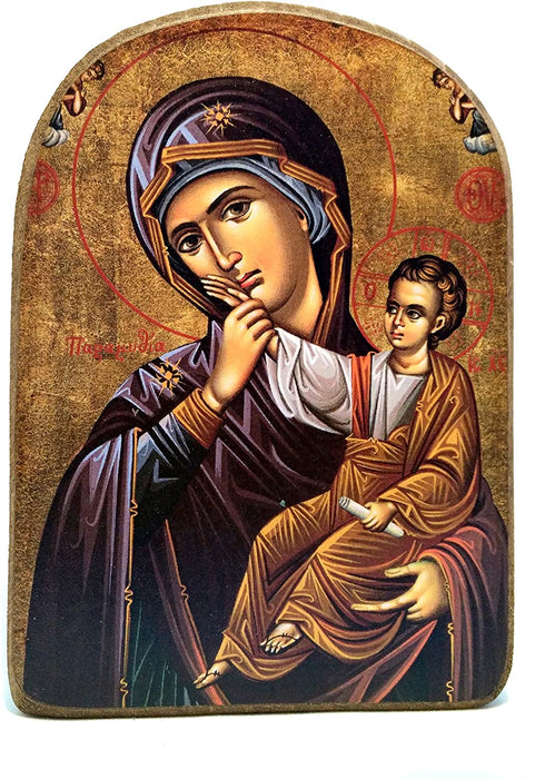 Handmade Wooden Orthodox Icon of Virgin Mary