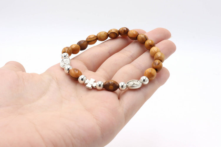 3 PCS Bracelet Hand Made From Olive Wood in Jerusalem Holy Land Jesus Blessed Prayer