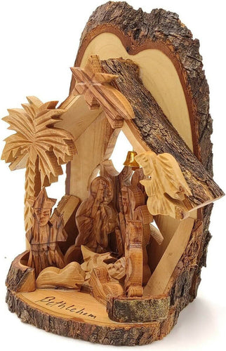 Christmas Nativity With certificate Set Carved on Olive Wood Hand Made From Bethlehem With Box Gift