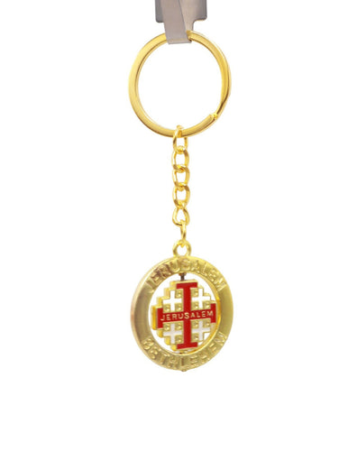 Cross Key Chain ring JERUSALEM Holy Land Religion Gift Accessories Saint Benedict Jesus Fish Crucifix Virgin Mary Icon