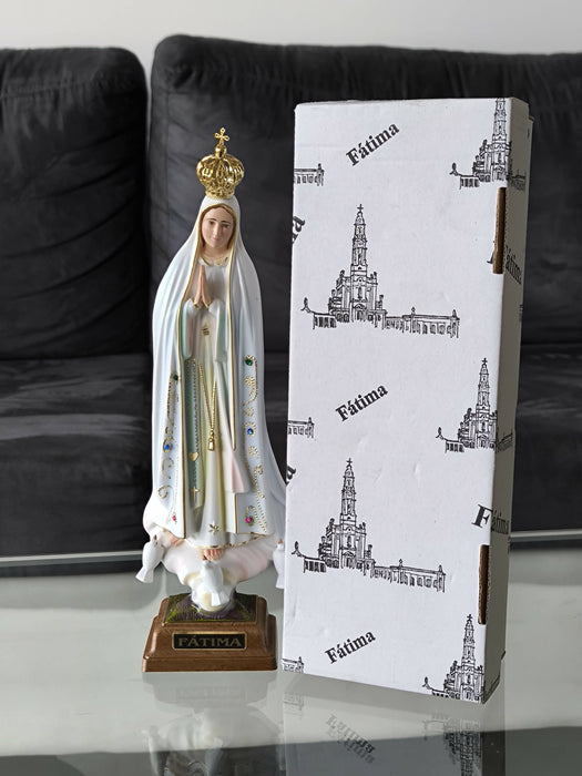 Our Lady of Fatima 11.22" Statue Figurine Mary Virgin made in Fatima, Portugal hand-painted hand-decorated by local artisans