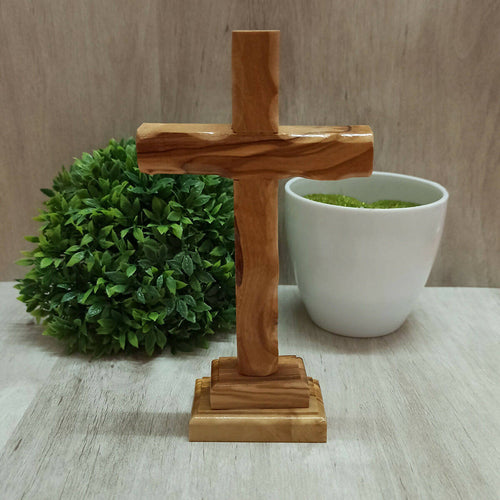 wood cross with stand