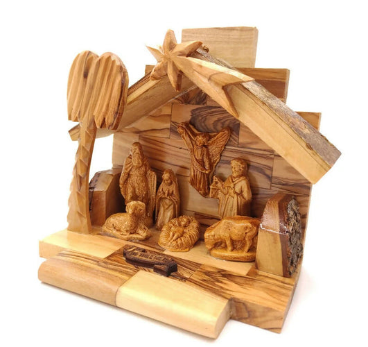 Nativity Christmas With certificate Carved on Olive Wood Hand Made From Bethlehem With Box