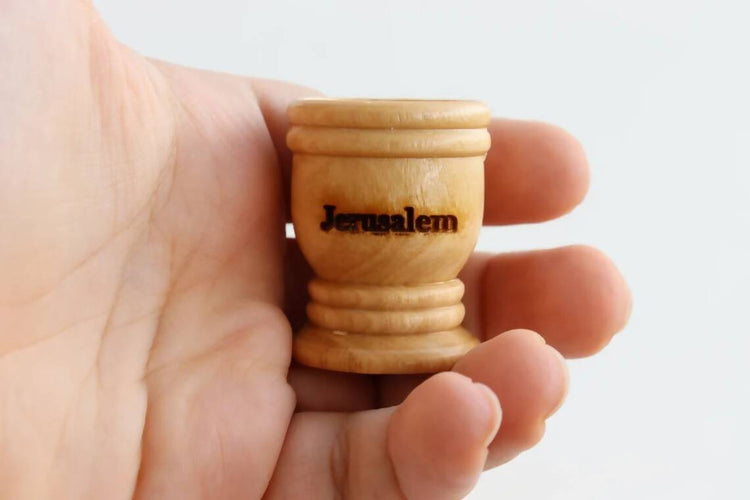 4pcs Mini Cup Authentic Communion Hand Made olive wood Jerusalem holy land