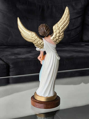 Gold Boy Guardian Angel 10.43" Religious Statue Figurine Fatima Portugal hand decorated Religious Statuary