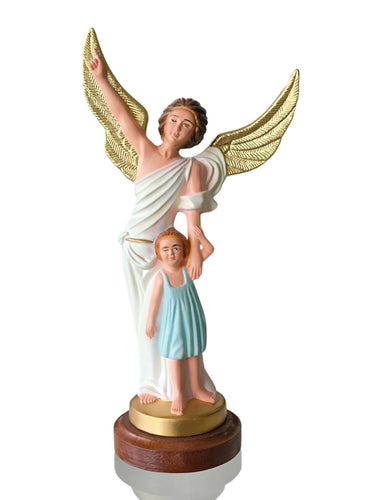 Gold Boy Guardian Angel 10.43" Religious Statue Figurine Fatima Portugal hand decorated Religious Statuary